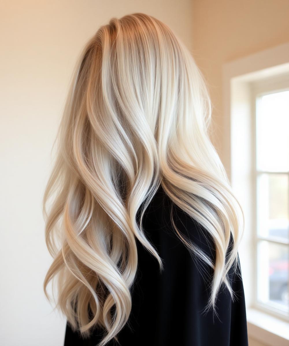 Warm honey blonde color with dimensional highlights
